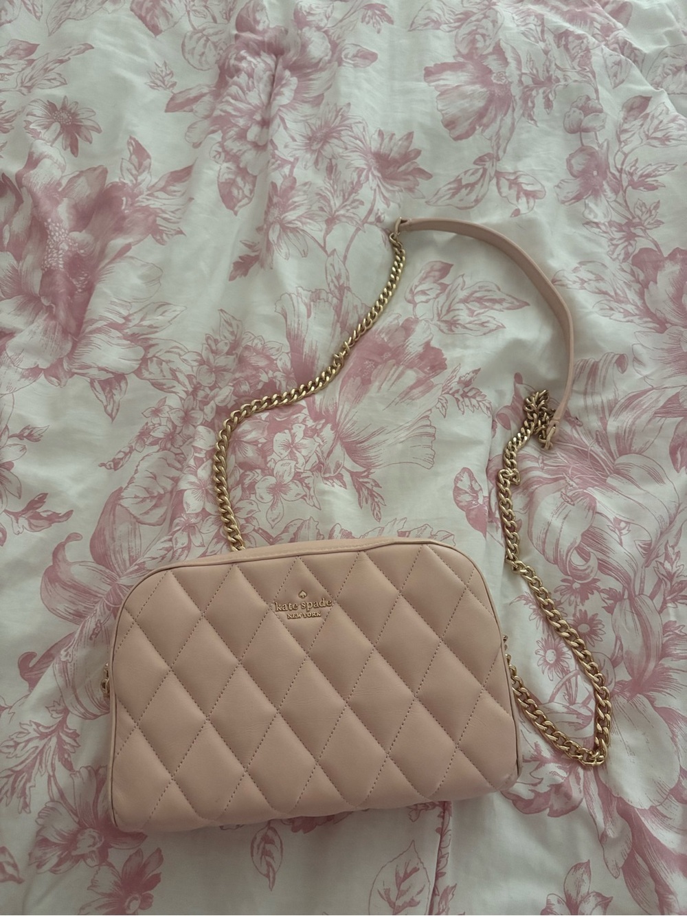 kate spade Blush Quilted Crossbody with Gold Chain